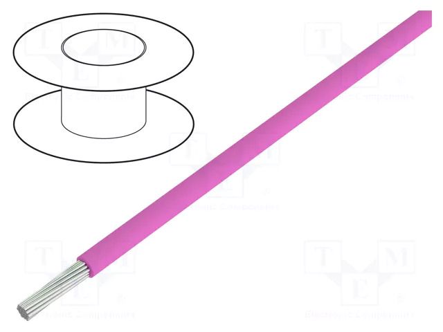 Wire; LiYv; stranded; Cu; 0.25mm2; PVC; pink; 900V; 100m; Class: 5 HELUKABEL LIY0.25-P