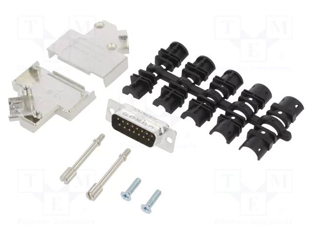 Connector: D-Sub; PIN: 15; male; angled 45°; soldering; for cable AMPHENOL COMMUNICATIONS SOLUTIONS D45ZK-15MSSL