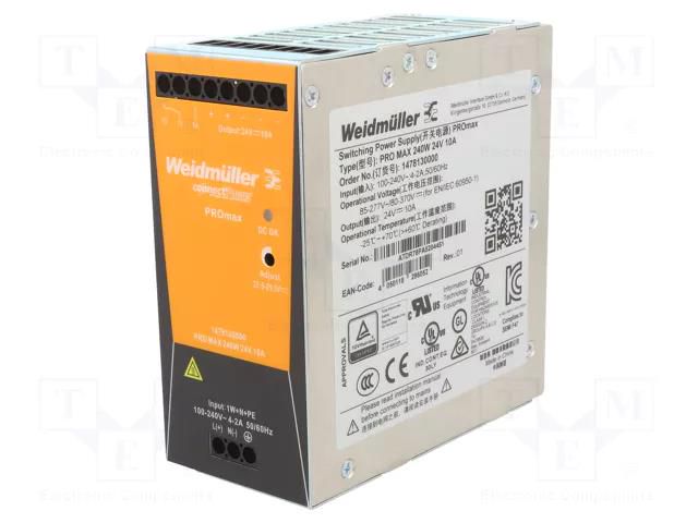 Power supply: switching; for DIN rail; 240W; 24VDC; 10A; 85÷277VAC WEIDMÜLLER PROMAX-240W24V10A