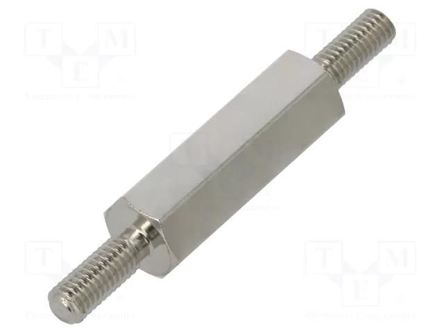 Screwed spacer sleeve; 18mm; Ext.thread: M3; hexagonal; brass DREMEC TMM-M3X18/DR415