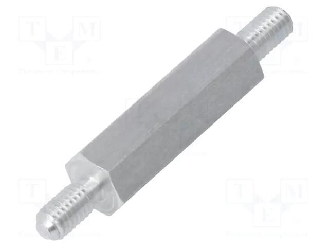 Screwed spacer sleeve; 18mm; Ext.thread: M3; hexagonal; aluminium DREMEC TMM-M3X18/DR434