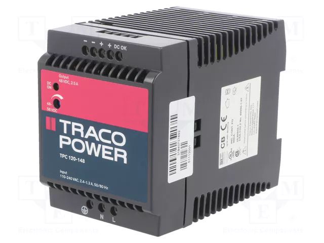 Power supply: switching; for DIN rail; 120W; 48VDC; 2.5A; OUT: 1 TRACO POWER TPC120-148