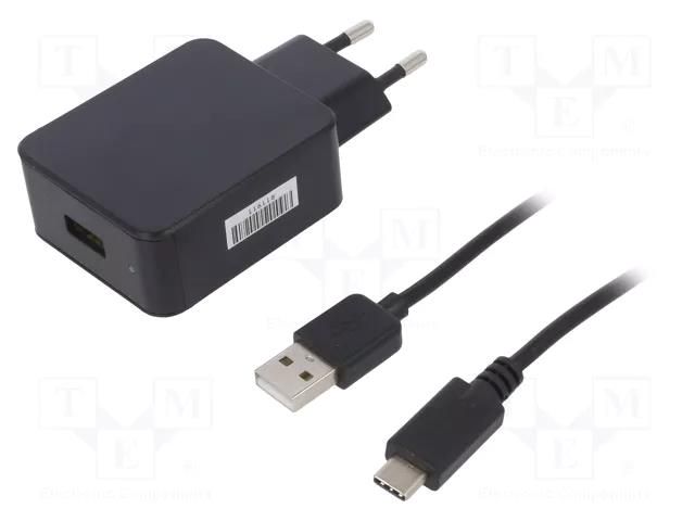Power supply: switching; mains,plug-in; 5VDC; 3A; 15W; Out: USB C POS POS05300A-USB-C