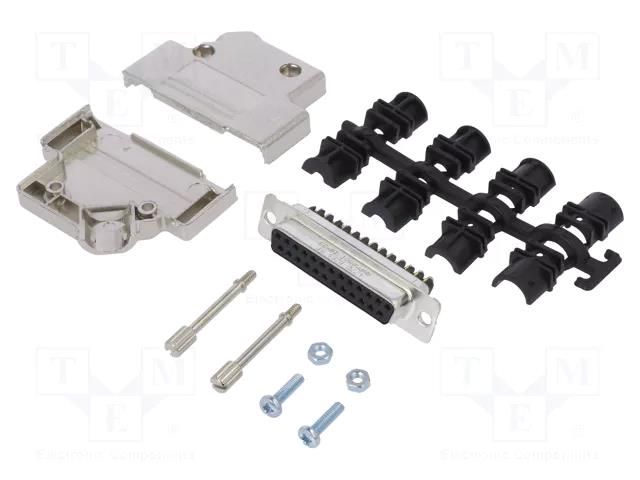 Connector: D-Sub; PIN: 25; female; angled 45°; screw terminal AMPHENOL COMMUNICATIONS SOLUTIONS D45PKM-25FSSC