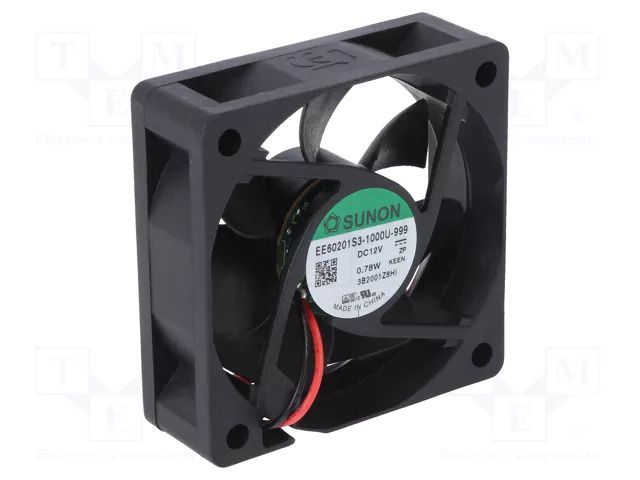 Fan: DC; axial; 12VDC; 60x60x20mm; 28.54m3/h; 22dBA; slide; 3200rpm SUNON EE60201S3-999
