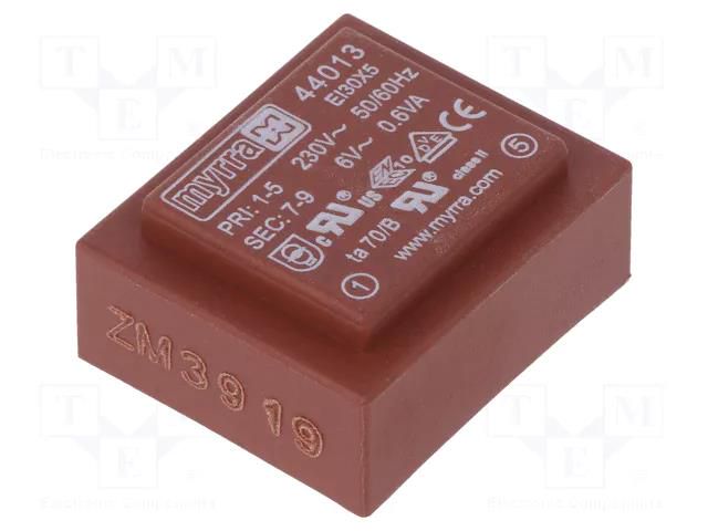 Transformer: encapsulated; 0.6VA; 230VAC; 6V; 100mA; PCB MYRRA MYRRA-44013