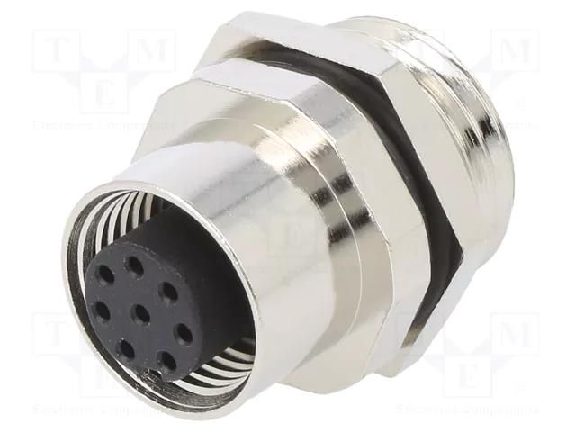 Connector: M12; socket; PIN: 8; female; 125V; vertical; IPX7; THT ATTEND 216A-08FAR