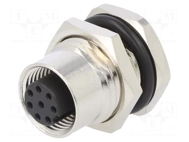 Connector: M12; socket; PIN: 8; female; 125V; vertical; IPX7; THT ATTEND 216A-08FSF