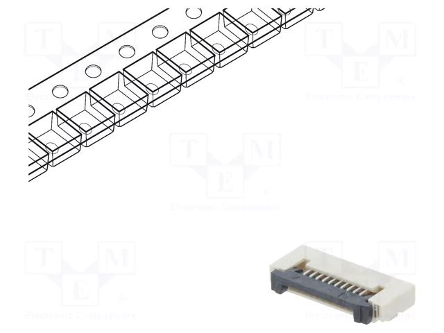 Connector: FFC/FPC; tinned; SMT; 500mA; 50V; PIN: 10; 500um; ZIF; 30mΩ CONNFLY DS1020-12-10VBT1A-