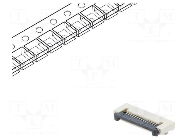 Connector: FFC/FPC; tinned; SMT; 500mA; 50V; PIN: 14; 500um; ZIF; 30mΩ CONNFLY DS1020-12-14VBT1A-