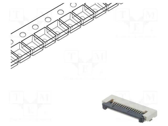 Connector: FFC/FPC; tinned; SMT; 500mA; 50V; PIN: 16; 500um; ZIF; 30mΩ CONNFLY DS1020-12-16VBT1A-