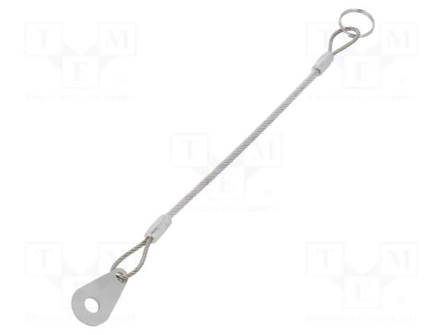 Retaining cable; with mounting tab and key ring; Plating: PVC ELESA+GANTER GN111.2-150-14B-TR