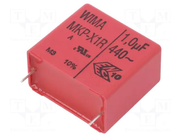 Capacitor: polypropylene; 1uF; 440VAC; 31.5x17x29mm; THT; ±10% WIMA MKP-X1-1U/10%