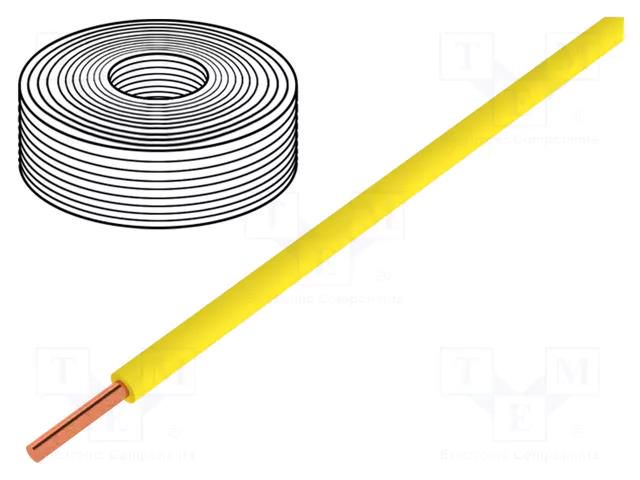 Wire; H05V-K,LiY; stranded; Cu; 0.5mm2; PVC; yellow; 60V; 10m DONAU ELEKTRONIK D-150-013
