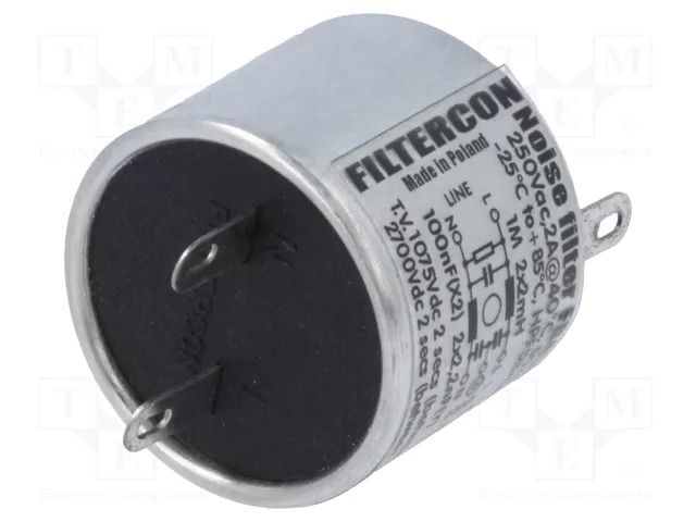 Filter: anti-interference; 250V; Cx: 100nF; Cy: 2.2nF; 2mH; Ir: 0.5mA FILTERCON FD414-2