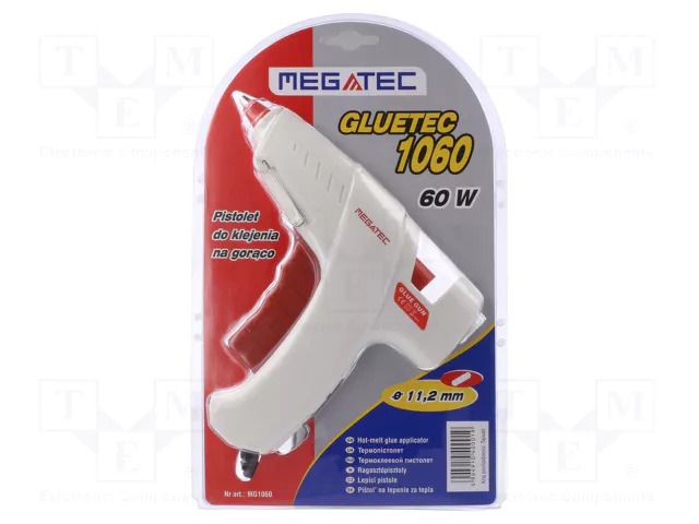Hot melt glue gun; Ø: 11mm; Effic: 18g/min; 60W; max.193°C; 230VAC MEGATEC MEG-MG1060