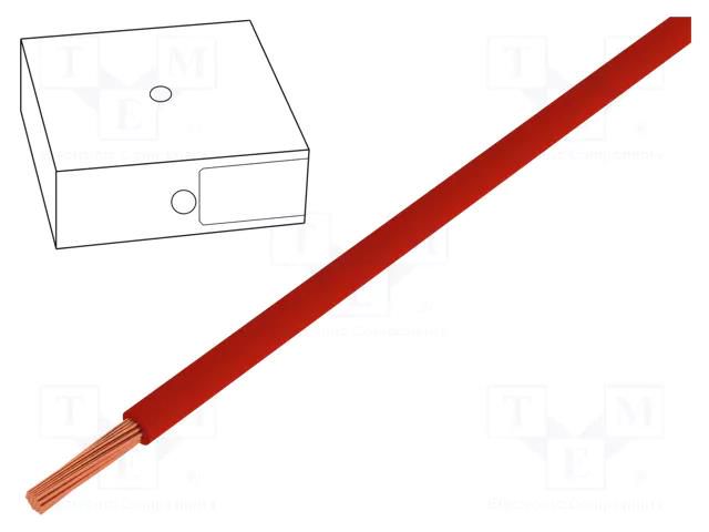 Wire; H05V-K; stranded; Cu; 0.5mm2; PVC; red; 300V,500V; Class: 5 HELUKABEL H05VK05RT
