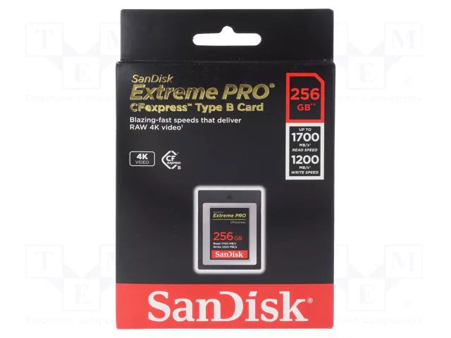 Memory card; Extreme Pro; CFexpress B; R: 1500MB/s; W: 800MB/s SANDISK SDCFE-256G-GN4NN