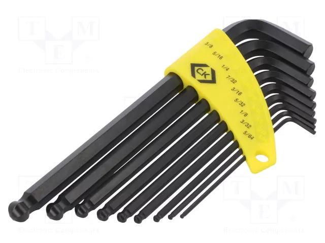 Wrench-set; hex key,spherical; Chrom-vanadium steel; 9pcs. C.K CK-T4444I