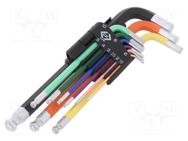 Wrench-set; hex key,spherical; 9pcs. C.K CK-T4449