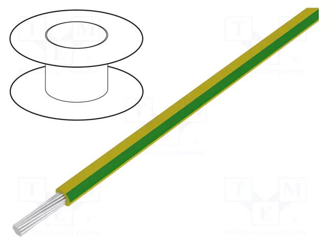 Wire; HookUp Wire; stranded; Cu; 18AWG; PVC; yellow-green; 300V ALPHA WIRE 3055-YG001