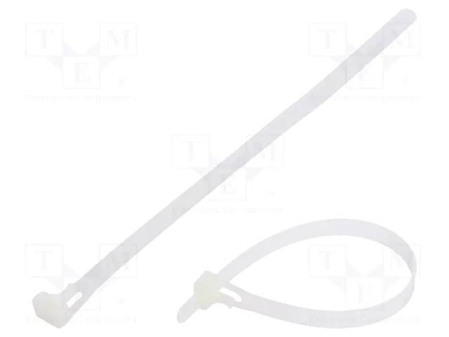 Cable tie; multi use; L: 200mm; W: 7.6mm; natural; polyamide; 222N FIX&FASTEN FIX-TR-7.6X200/N