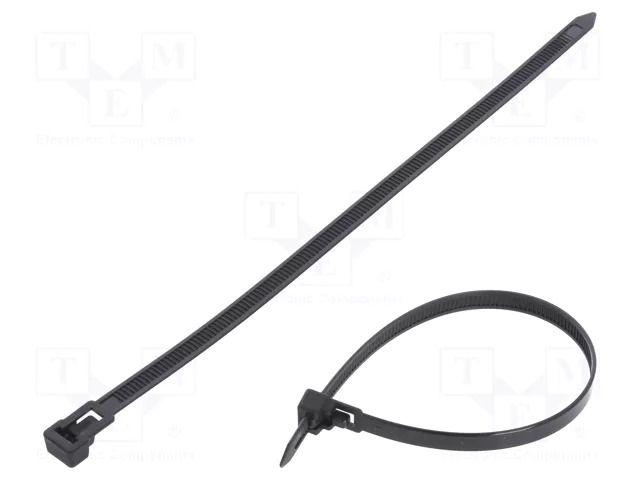 Cable tie; multi use; L: 250mm; W: 7.6mm; black; polyamide; 222N FIX&FASTEN FIX-TR-7.6X250/BK