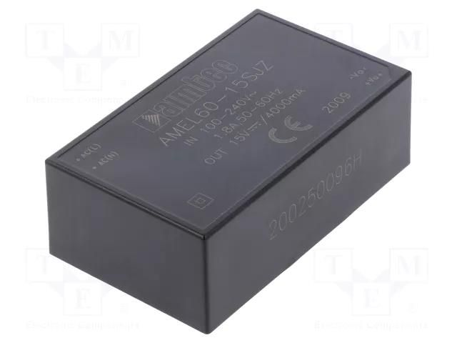 Converter: AC/DC; 60W; Uin: 85÷264VAC,100÷370VDC; Uout: 15VDC; 88% AIMTEC AMEL60-15SJZ