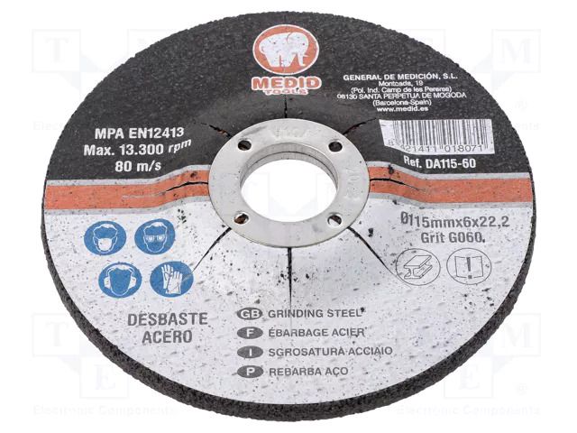 Grinding wheels; Ø: 115mm; Disc thick: 6mm; metal,steel; 22mm MEDID MED.DA11560