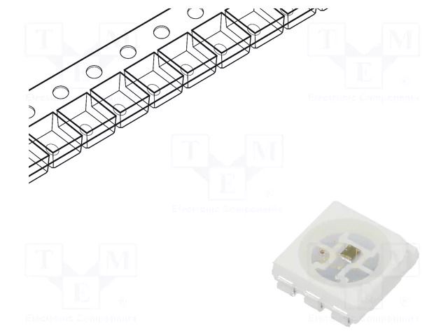 Programmable LED; RGB; SMD; 5050; 5VDC; 5x5x1.5mm; 120°; 5mA LUMEX SMD-LX5050RGB-TR