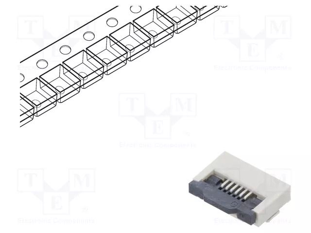 Connector: FFC/FPC; tinned; SMT; 500mA; 50V; PIN: 6; Contacts: copper CONNFLY DS1020-11-6VBT1-R
