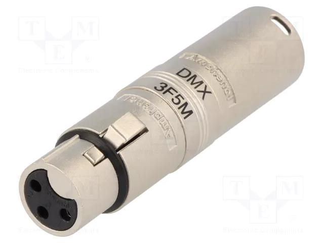 Coupler; XLR male 5pin,XLR female 3pin; silver; straight AMPHENOL AC3F5MW