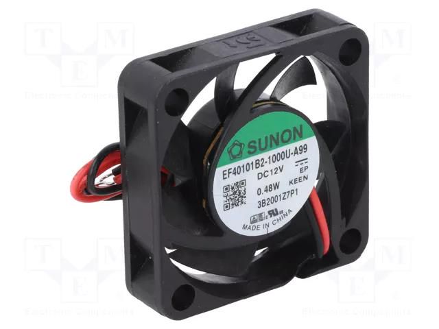 Fan: DC; axial; 12VDC; 40x40x10mm; 9.35m3/h; 17.7dBA; ball; 5000rpm SUNON EF40101B2-A99-A