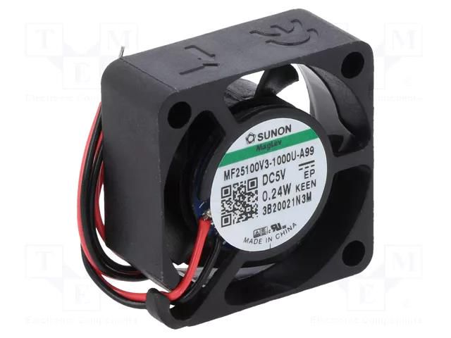 Fan: DC; axial; 5VDC; 25x25x10mm; 2.21m3/h; Vapo; 6800rpm; Len: 0.15m SUNON MF25100V3-A99-A