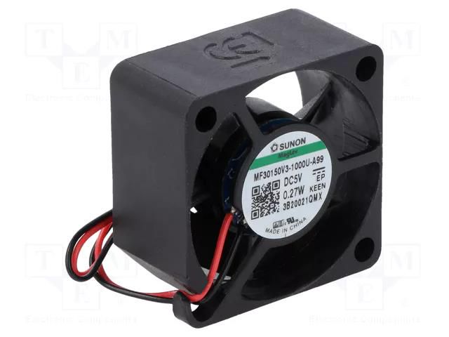 Fan: DC; axial; 5VDC; 30x30x15mm; 4.75m3/h; Vapo; 5200rpm; 1.26mmH2O SUNON MF30150V3-A99-A