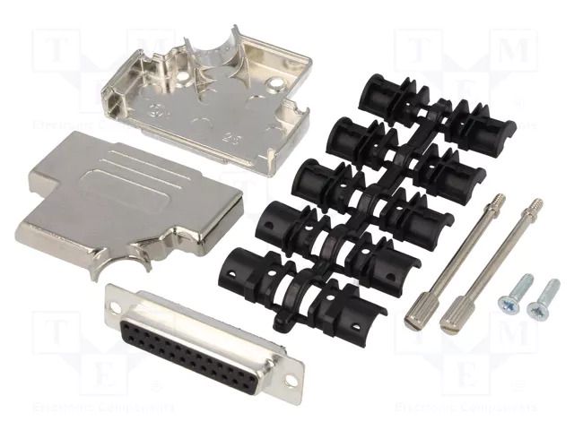 Connector: D-Sub; PIN: 25; plug; female; soldering; for cable; black ENCITECH D45ZK25-DBS-K