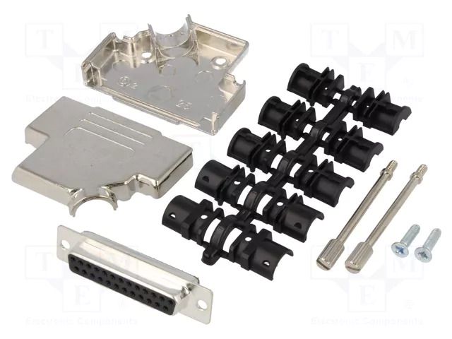 Connector: D-Sub; PIN: 25; plug; female; soldering; for cable; black ENCITECH D45ZK25-DMS-K