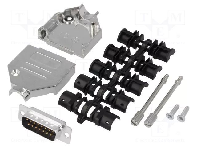 Connector: D-Sub; PIN: 15; plug; male; soldering; for cable; black ENCITECH DTZK15-DBP-K