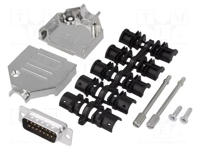 Connector: D-Sub; PIN: 15; plug; male; soldering; for cable; black ENCITECH DTZK15-DBP-K