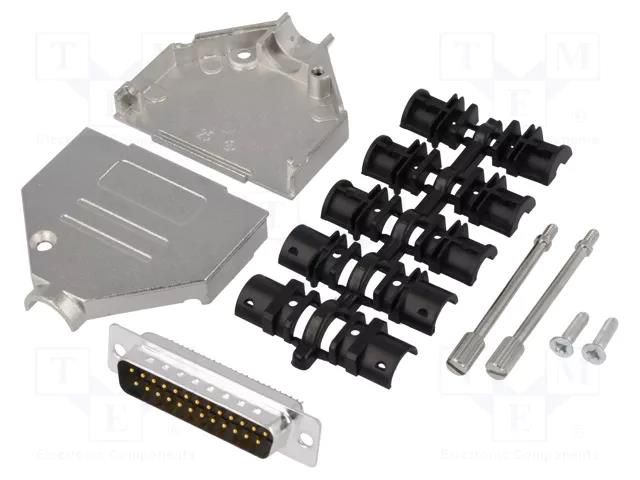 Connector: D-Sub; PIN: 25; plug; male; soldering; for cable; black ENCITECH DTZK25-DMP-K