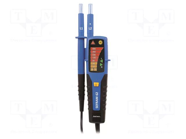 Tester: electrical; LED; 170÷690VAC; 50/60Hz; IP64; 0Ω÷500kΩ SEFRAM SEFRAM62
