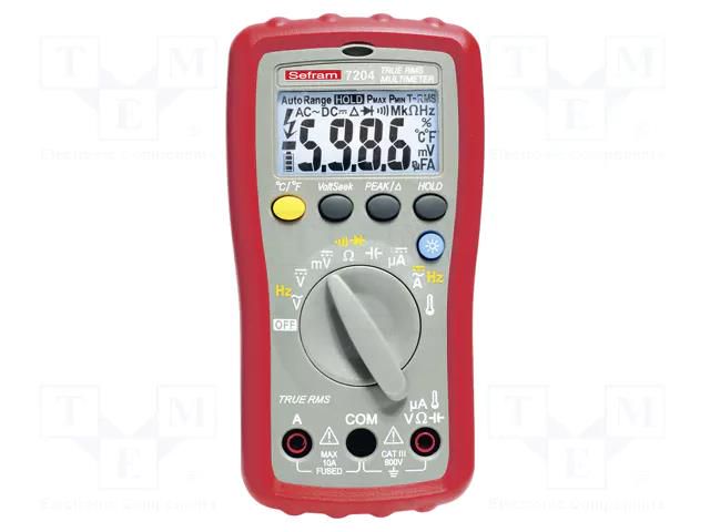 Digital multimeter; LCD; 3,75 digit (6000); 3x/s; VDC: 600mV,600V SEFRAM SEFRAM7204