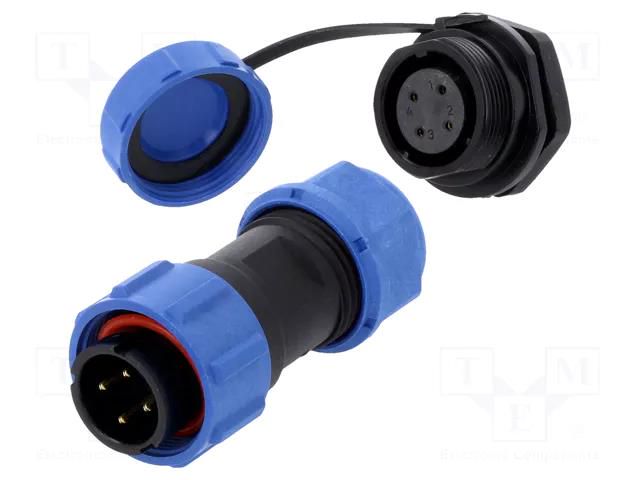 Connector: circular; male + female; PIN: 4; 500V; 3A; IP67 CONNFLY DS1110-25-04BU8