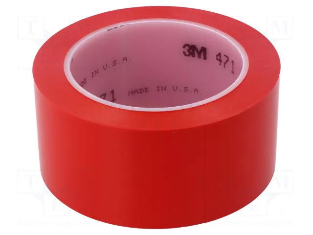 Tape: marking; red; L: 33m; W: 50mm; Thk: 0.13mm; 2.5N/cm; 130% 3M 3M-471-50-33RD