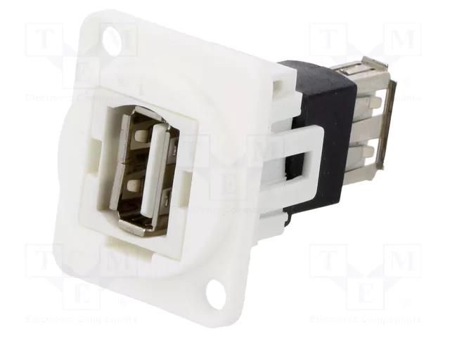Coupler; USB A socket,both sides; FT; USB 2.0; plastic; 19x24mm CLIFF CP30208NW