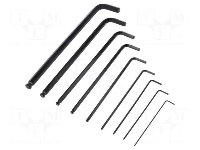 Wrench-set; hex key,spherical; Chrom-vanadium steel; blister WIHA WIHA.03992