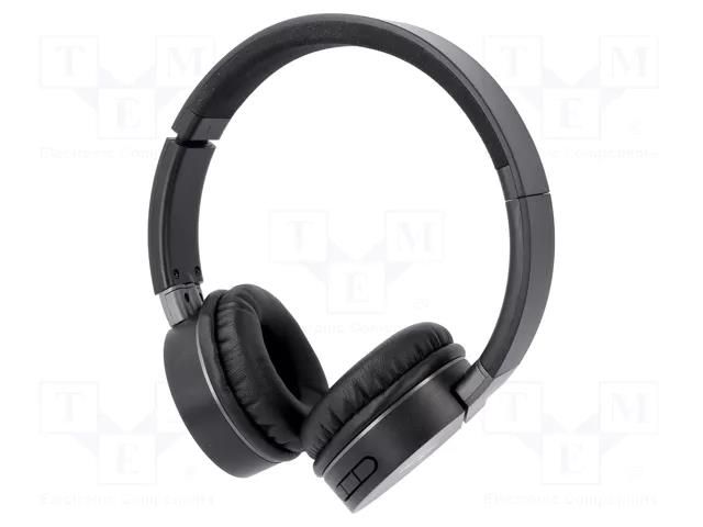 Wireless headphones with microphone; black; 20÷22000Hz; 10m; 32Ω QOLTEC QOLTEC-50825