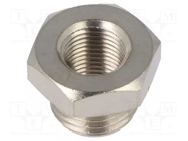 Nipple; threaded,reductive; nickel plated brass; max.300°C PNEUMAT 2090-1/4-1/8