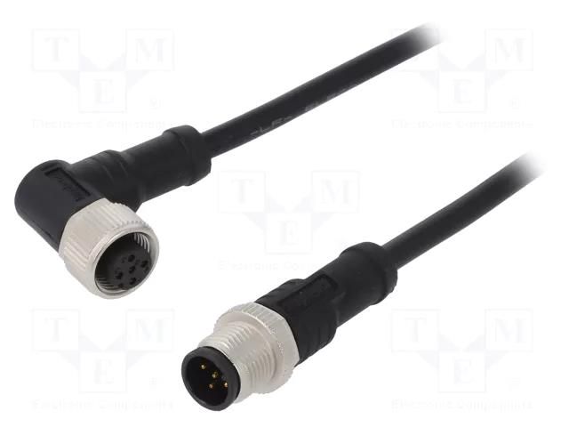 Cable: for sensors/automation; plug; PIN: 5; 0.5m; Insulation: PVC AMPHENOL LTW M12A05ML12AFRSDA05