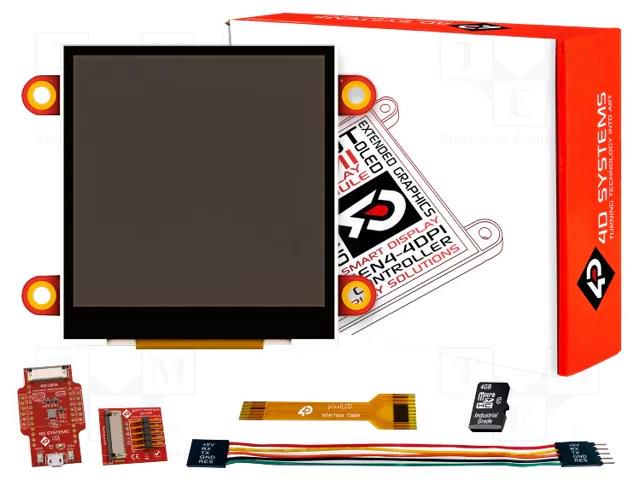 Display: TFT; 2.5"; 240x240; 30kBRAM; Interface: GPIO,I2C-Master 4D Systems SK-PIXXILCD-25P4